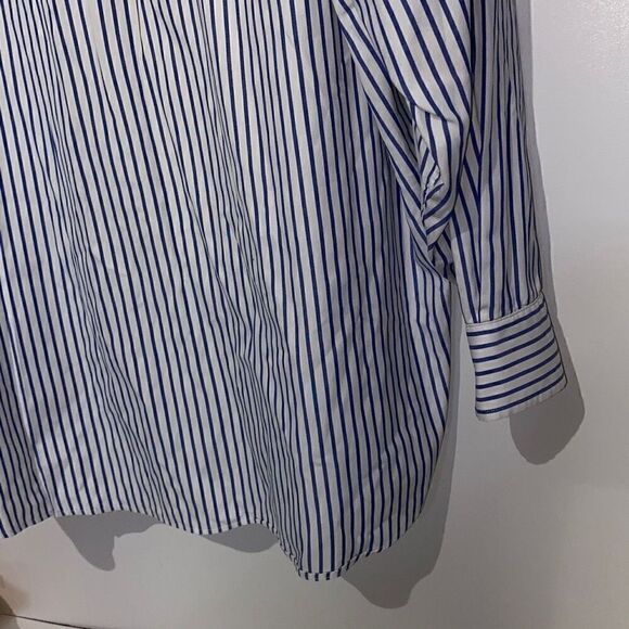 Tommy Hilfiger Men's Button-Down Stripes Long Sleeve Dress Shirt Blue Size 17.5- - Picture 8 of 9